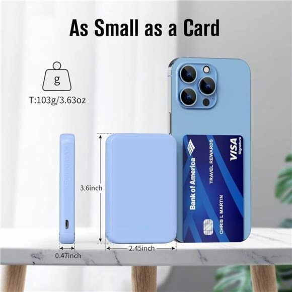 Portable power bank 5000mAh USB C external battery charger for phone tablet - Picture 2 of 7